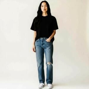 Moussy Vintage  Distressed High Rise Straight Leg Jeans 27
